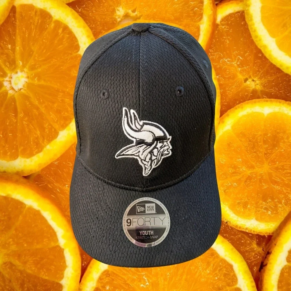 New Era 9FORTY Minnesota Vikings Youth Stretch-Snap Hat Black‎ NFL Cap